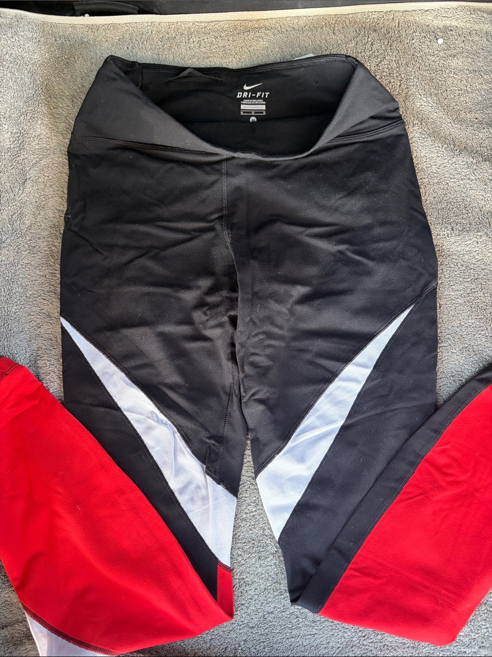Nike Colorblock Dri-FIT Leggings - Black/Red/White